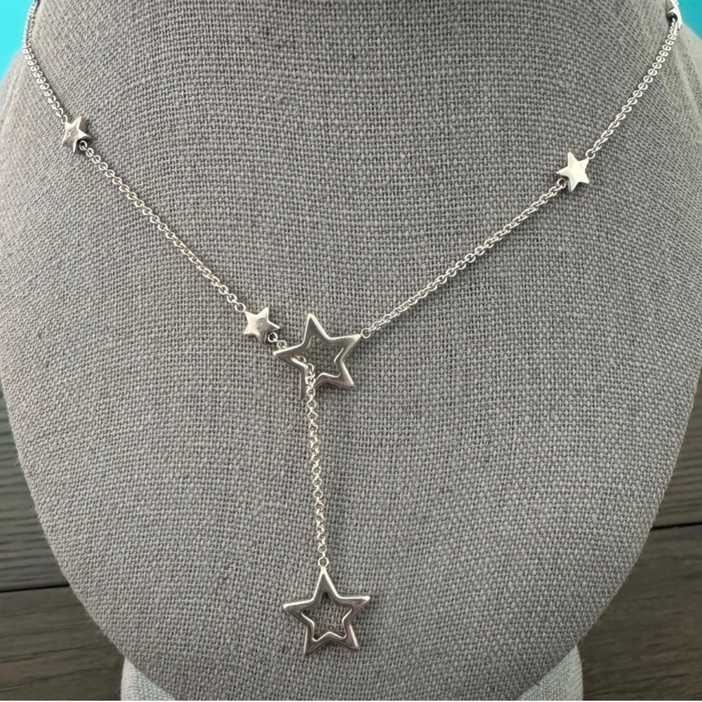 RARE Tiffany & Co. Sterling Silver Star Lariat Pendant Necklace - Picture 2 of 6
